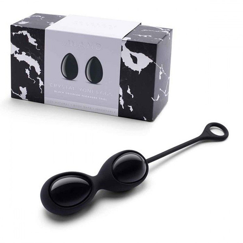 Тренажеры йони из черного обсидиана 4,5х3см Le Wand Crystal Yoni Eggs Black LW-031-BO