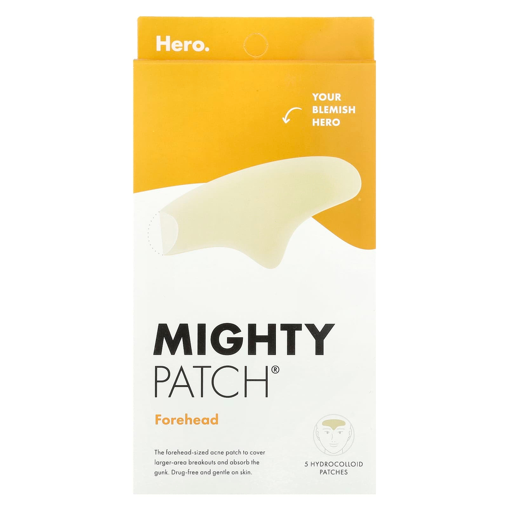 Hero Cosmetics, Mighty Patch, для лба, 5 гидроколлоидных патчей