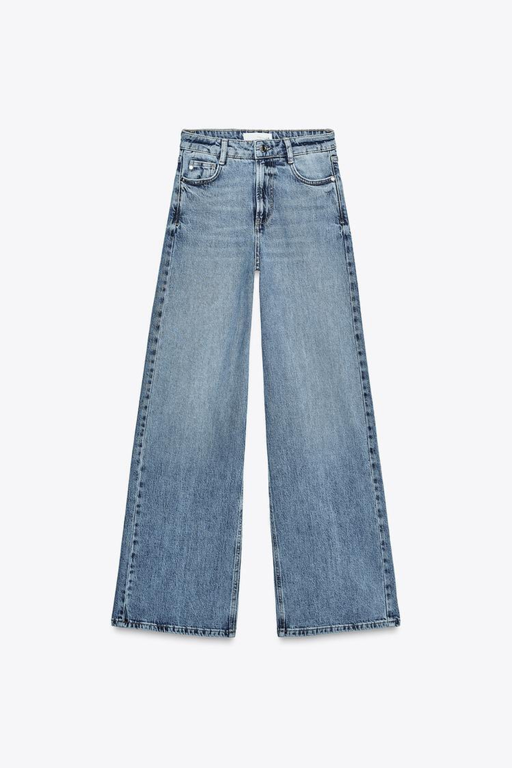 ZARA ДЖИНСЫ Z1975 WIDE LEG LONG LENGTH С ВЫСОКОЙ ПОСАДКОЙ, ВЫЦВЕТШИЙ СИНИЙ