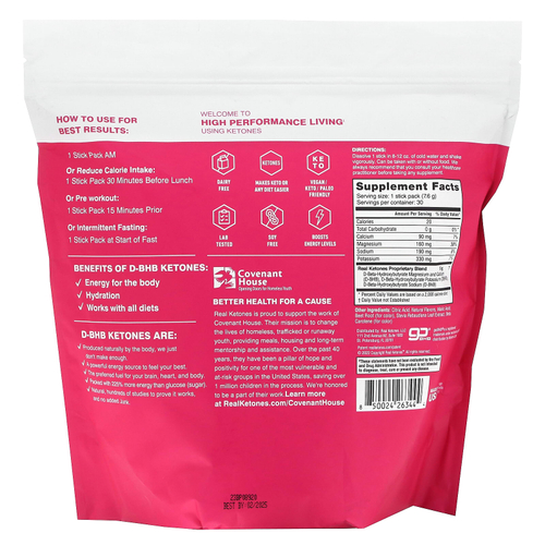 Real Ketones, Shift, малиновый лимонад, 30 пакетиков со смесью для приготовления напитка, 7,6 г (0,27 унции)