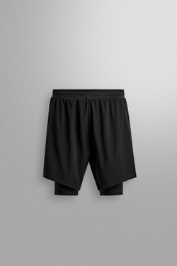 ZARA ШОРТЫ ДЛЯ БЕГА 2 В 1, ЧЕРНЫЙ