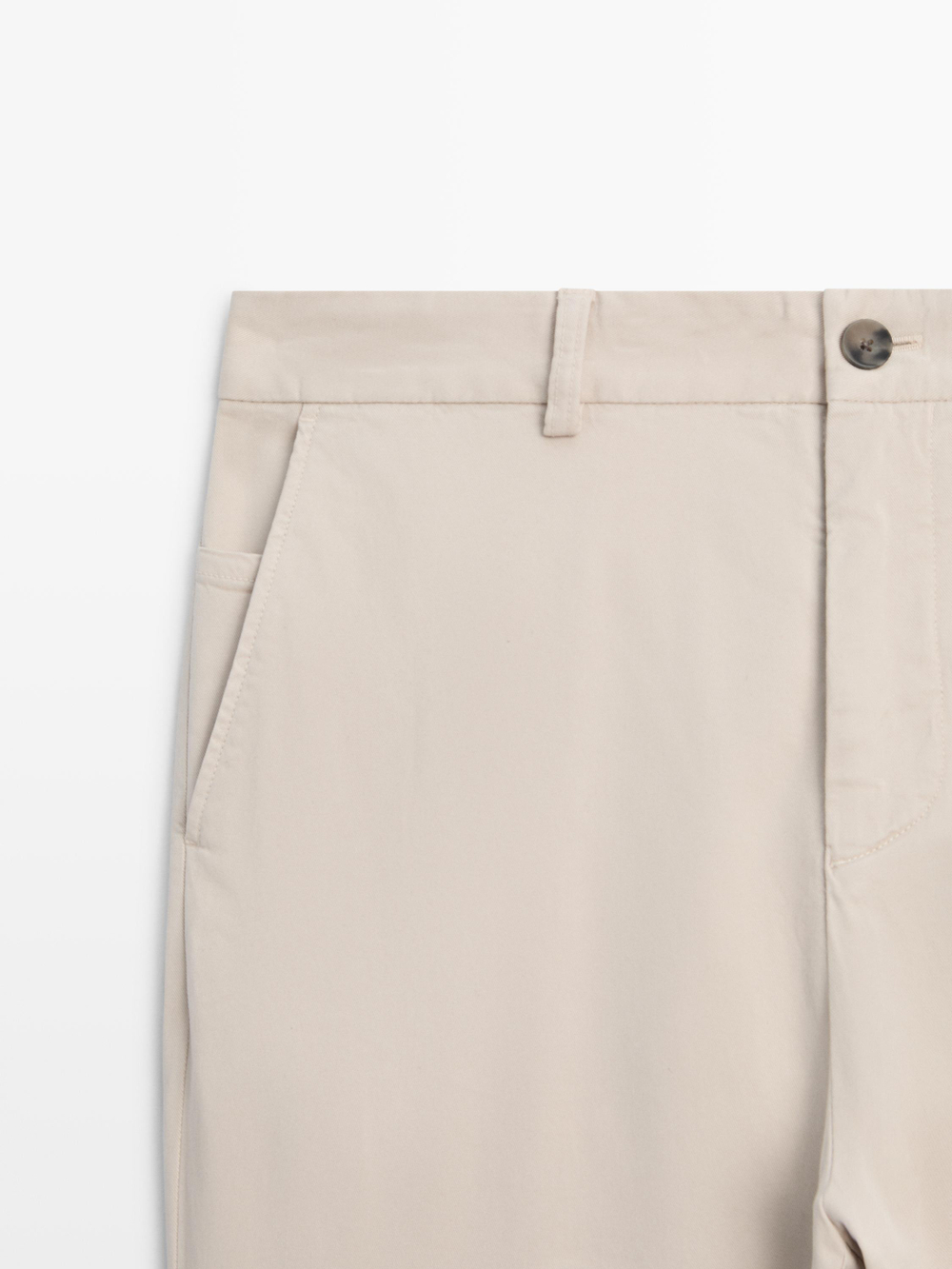 Massimo Dutti Брюки-джоггеры из смесовой хлопковой ткани, бежевый