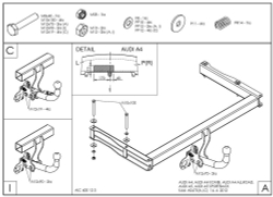 Фаркоп оцинкованный Galia A047A для Audi A4 B8 седан/универсал 2007-2015,A4 Allroad 2009-, A5 Sportback 2008-(паспорт и сертификат в комплекте)(без электрики)