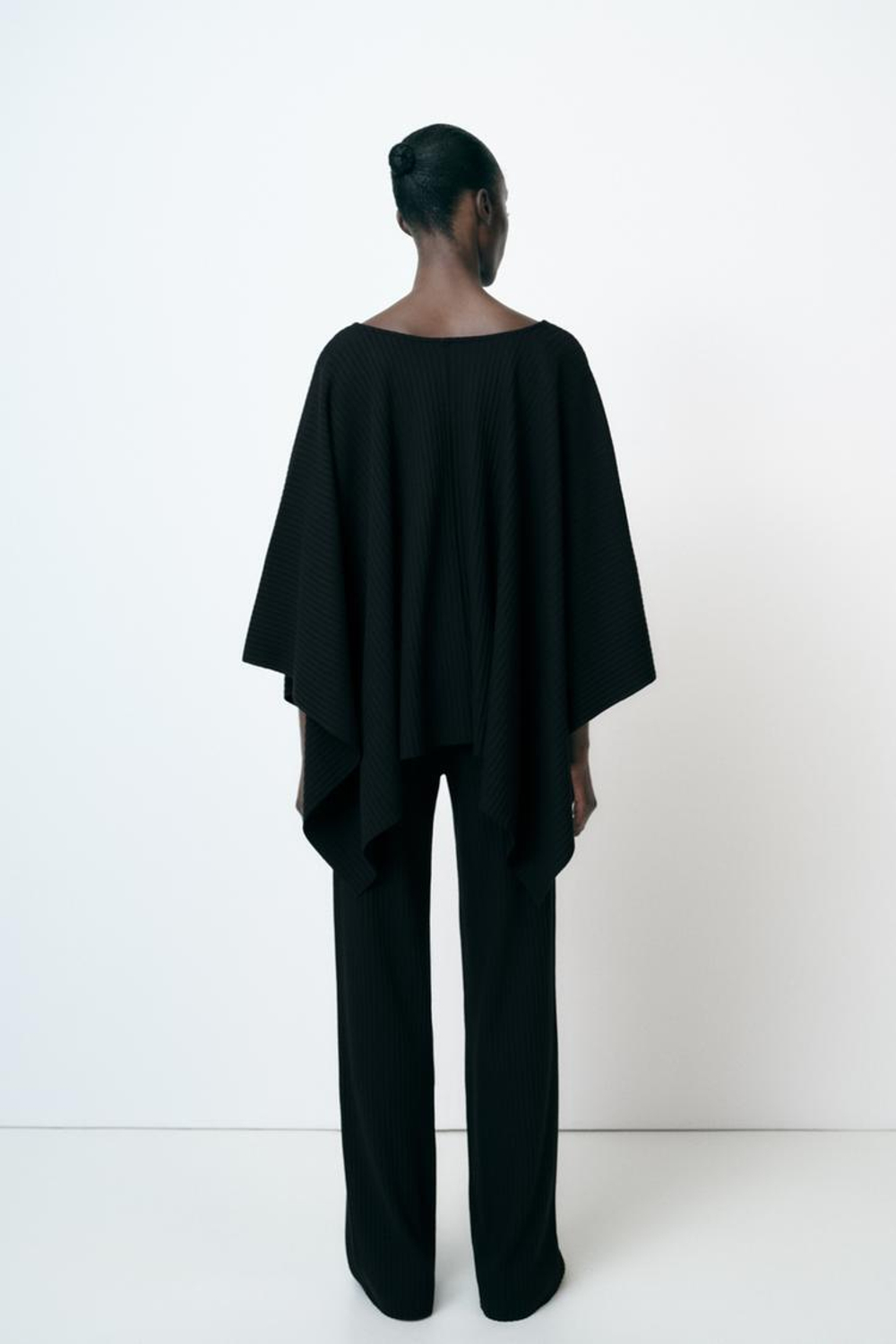 ZARA НАКИДКА АСИММЕТРИЧНОГО КРОЯ В РУБЧИК, ЧЕРНЫЙ