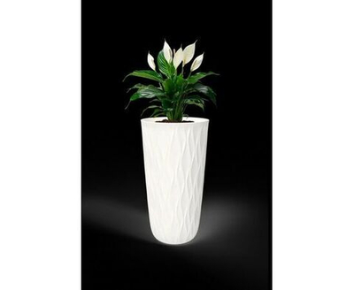 Горшок для цветов Полимербыт Desert с дренажной вставкой, из пластика, серый, объемом 21л / товары для дома