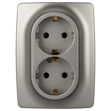 Розетка ЭРА Серия 12 12-2106-16 двойная 2X2P+E Schuko 16А-250В титан