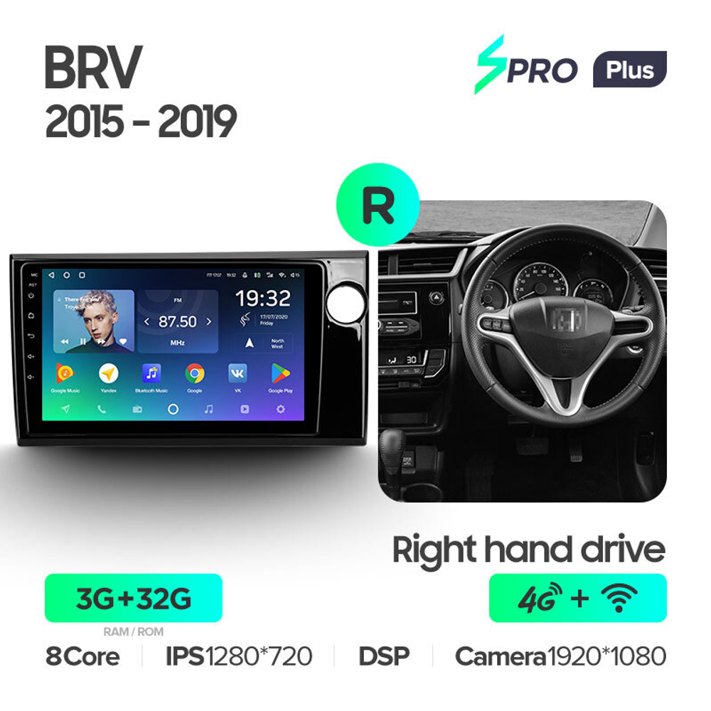 Teyes SPRO Plus 9" для Honda BR-V 2015-2019 (прав)