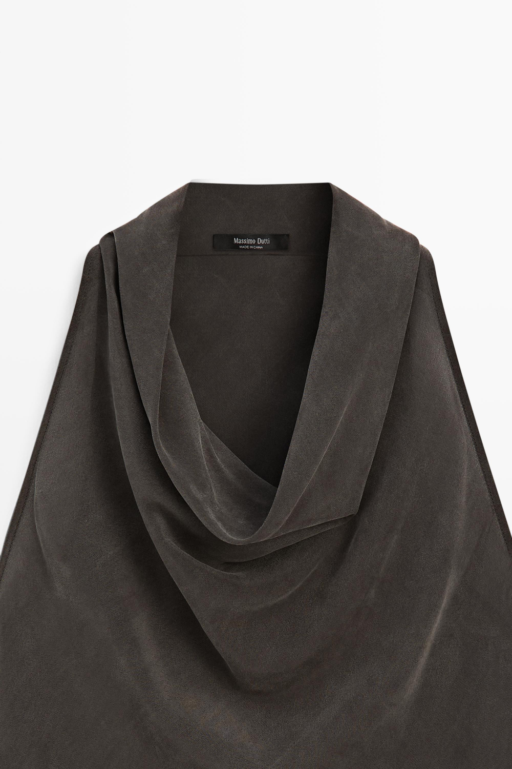 Massimo Dutti Платье миди с драпированным вырезом, темно-серый