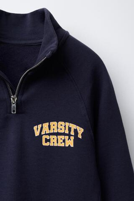 ZARA ТОЛСТОВКА JOGGING VARSITY, МОРСКОЙ СИНИЙ