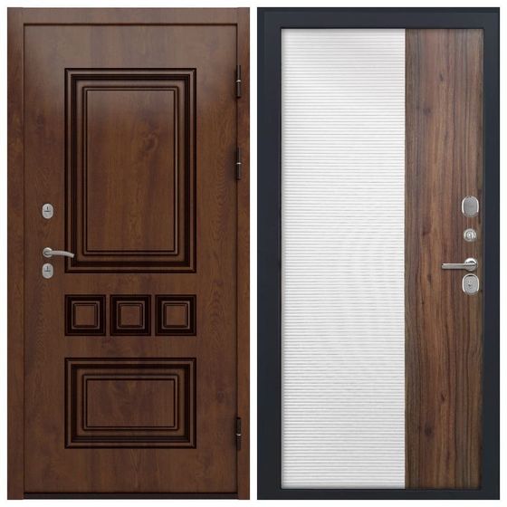 Входная дверь термо Аура - ФЛП 560 ПВХ белая вставка орех