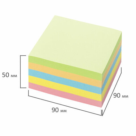 Блок для записей BRAUBERG непроклеенный, куб 9х9х5 см, цветной, 122339