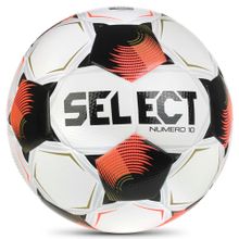Мяч футб. SELECT Numero 10 V26, 0574071002, р.4, FIFA Basic, 32п, ПУ, гибр.сш, бело-черно-оранжевый