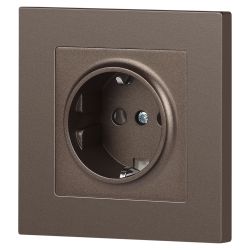 Розетка Intro Accent 6-202-08 2P+E Schuko 16А-250В IP20 СУ AL/CU бронза | Intro