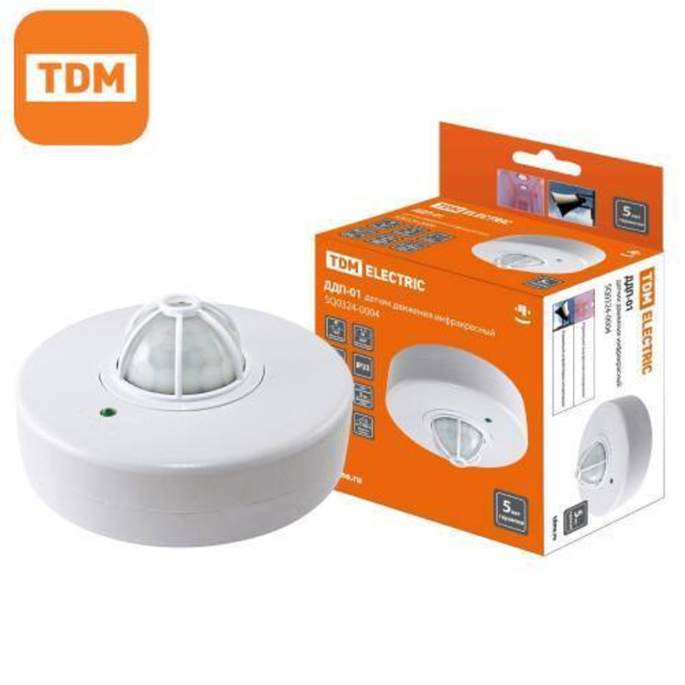 Датчик движения ДДП-01 потолочный 360гр. до 8м 1100 Вт (белый) TDM SQ0324-0004
