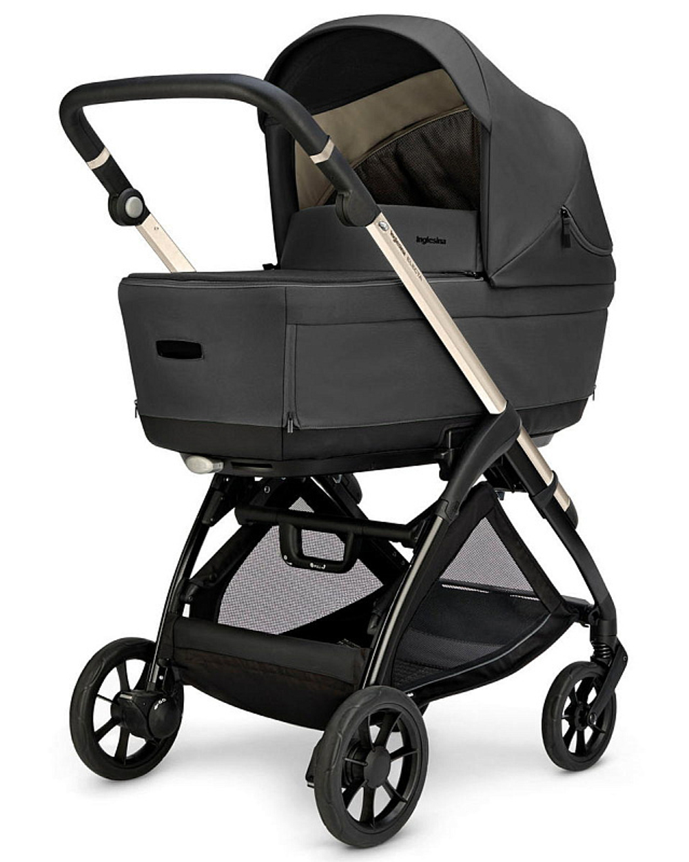 Коляска 3 в 1 Inglesina Electa System Quattro DRW 2025 с подставкой под люльку Upper Black