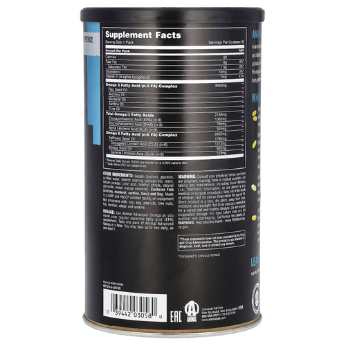 Animal, улучшенные омега-3 и незаменимые жирные кислоты, таблетки в пакетиках, 30 шт.