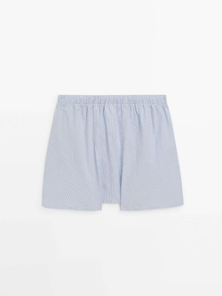 Massimo Dutti Трусы-боксеры из поплина в полоску, синий