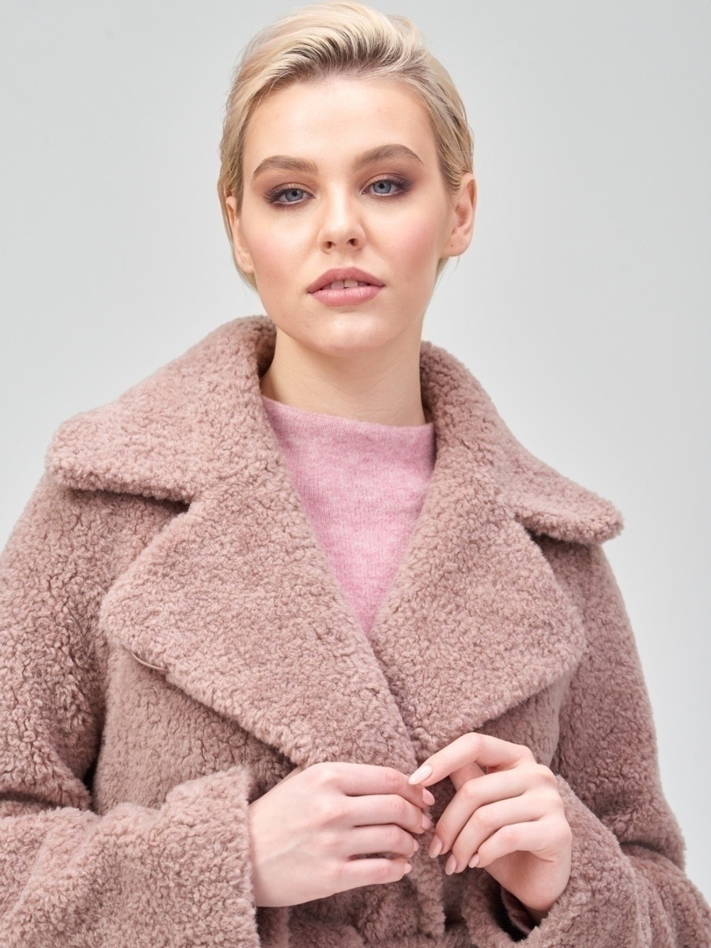 Пальто из шерсти шуба чебурашка тедди, SilverFox (арт. S978rm013bz)