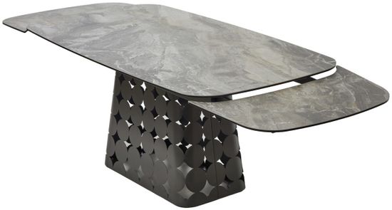 Стол MAGNUS 180 KL-80 Серый мрамор, итальянская керамика / Темно-серый каркас
