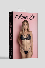 Соблазнительный ажурный комплект с декоративными бретелями на лифе (Размер: L-XL) (Цвет: черный)