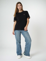 футболка с вышивкой нашивкой олень город горький черная