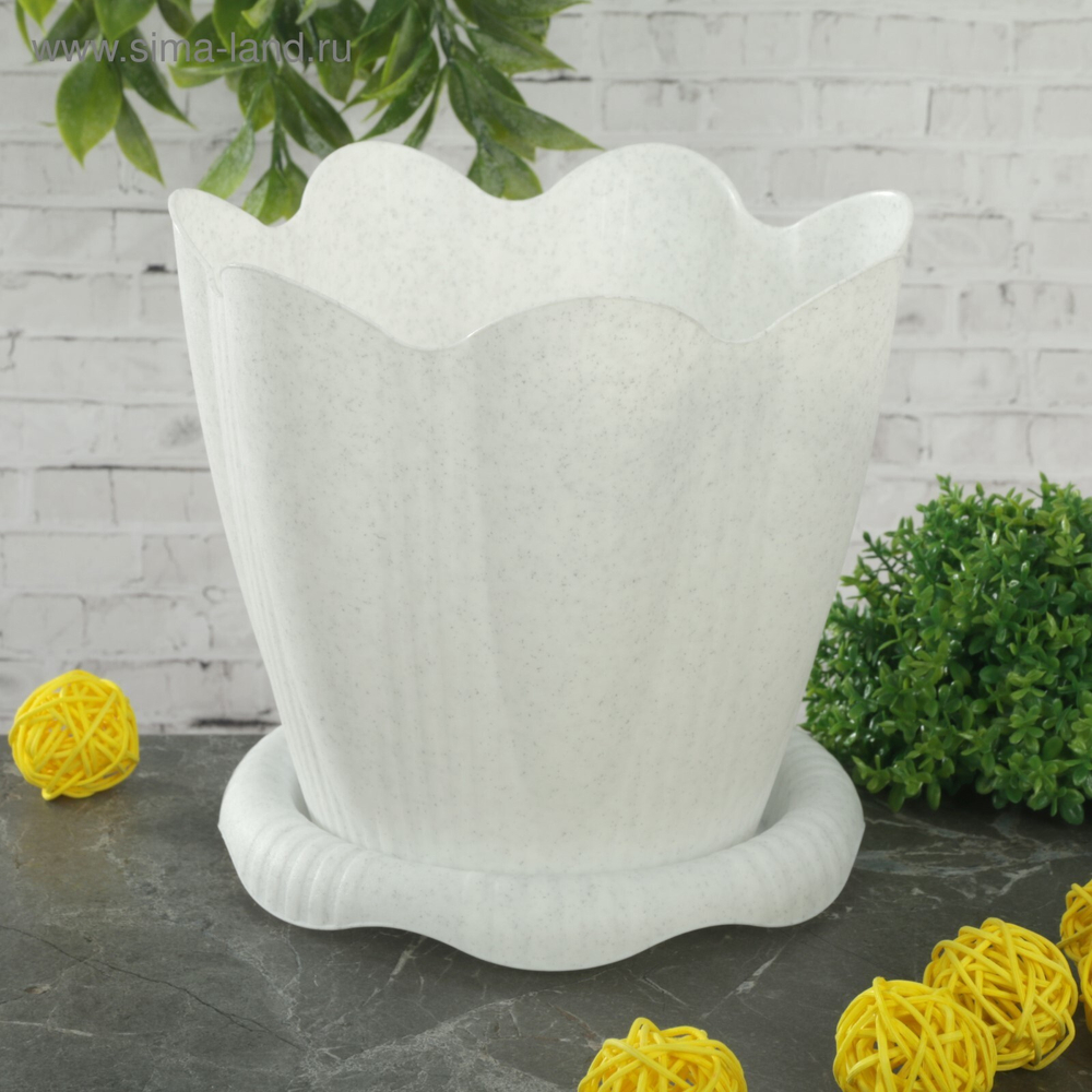 Горшок ЭДЕЛЬВЕЙС с под.1,5 л.d=16см,мрамор С191М