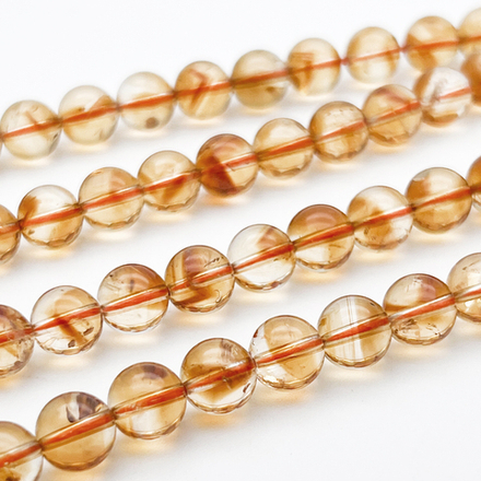 "Цитрин" бусины (кварц), диаметр около 8,4-8,6 мм, цена за 11 шт (1/4 нити)