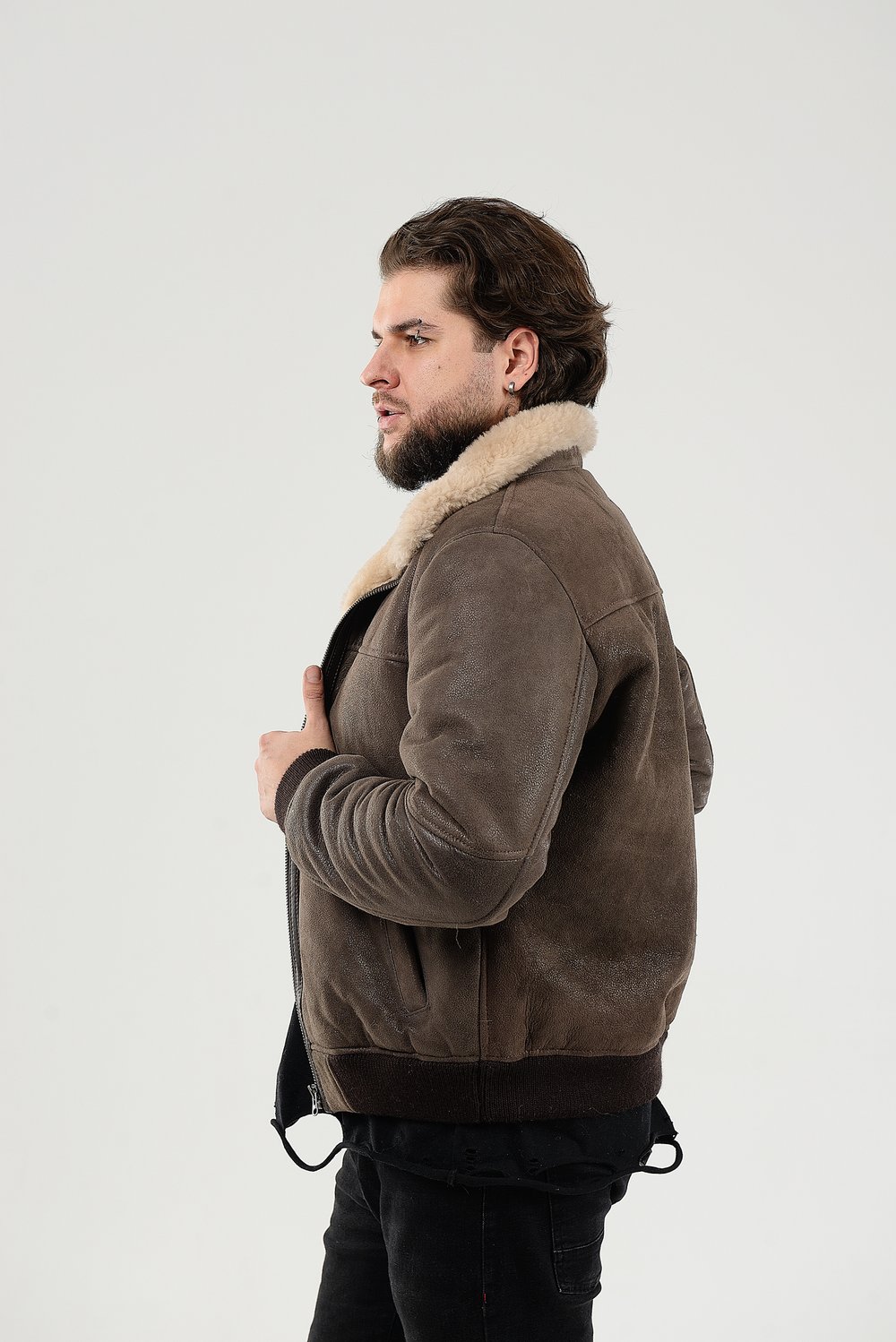 мужская дубленка из овчины с мехом