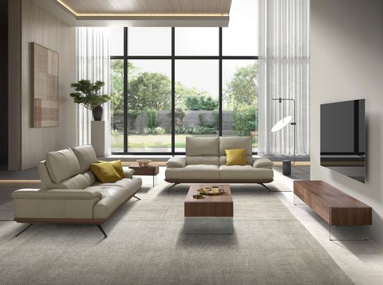 2-местный диван из серо-коричневой кожи, модель 6248