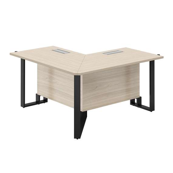 SP.0105.AR.AR.WH / Модуль угловой 1400х1400х750 / столешница:акация равелло, подстолье:акация равелло, металлокаркас:белый, лючок:серый