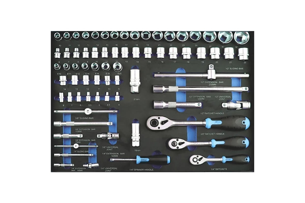 Тележка инструментальная AutoMeister 7 ящиков (RAL5015/RAL7040) с набором инструмента 229 предметов 79486