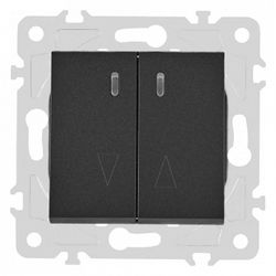 Выключатель проходной двухклавишный с подсветкой без рамки Arte Milano 203 203.33-2.black