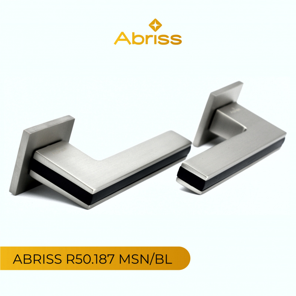 Ручка цинковая на тонком квадратном основании ABRISS R50.187 MSN/BL (Сатин/Черная вставка)
