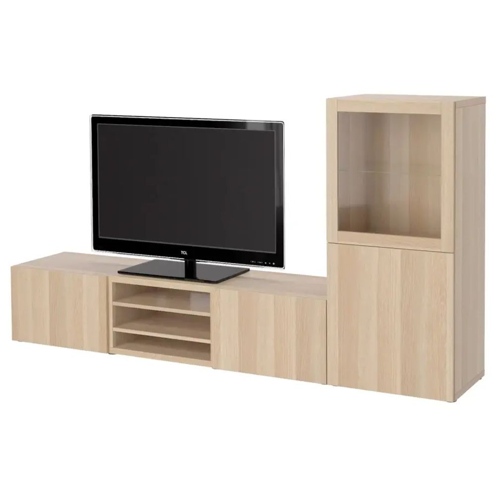 Комбинация для хранения ТВ - IKEA BESTÅ/BESTA, 129x42x240см, светло-коричневый, БЕСТО ИКЕА