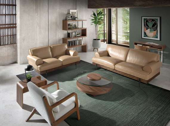 Журнальный столик Angel Cerda 2052, Ø100 см, стекло, орех