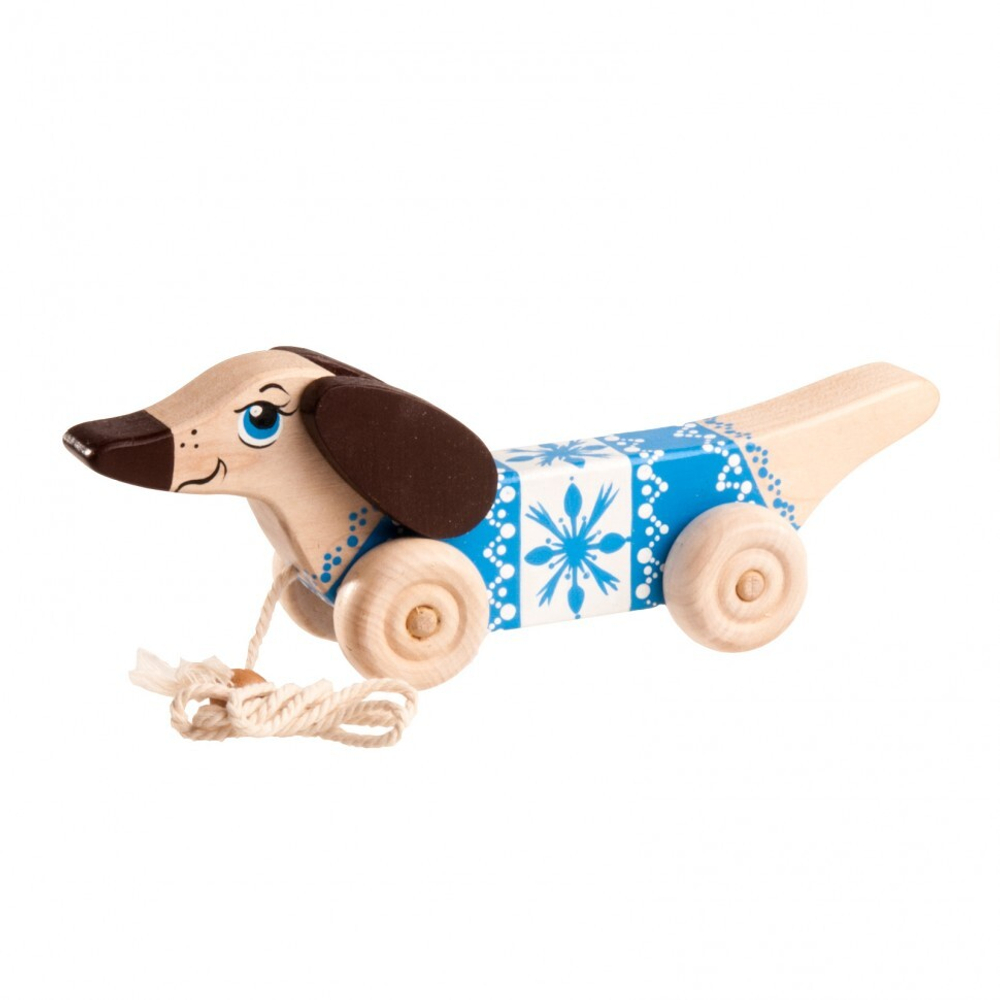 Деревянная каталка Таксик Леснушки