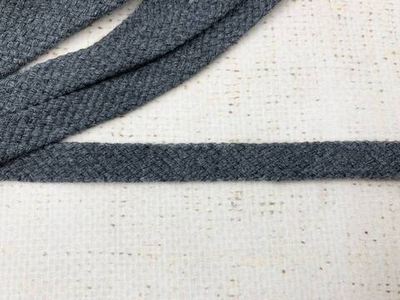 Шнур плоский х/б, ш. 1 см, турецкое плетение, тёмно-серый