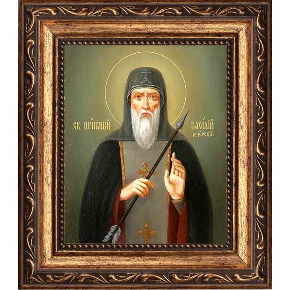 Василий Печерский, преподобномученик, иеромонах. Икона на холсте.