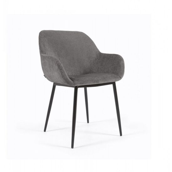 Стул Konna темно-серый из мягкой синели с черными ножками