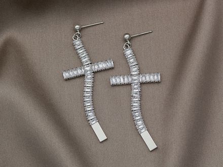 Серьги Вечерние. Крест со стразами