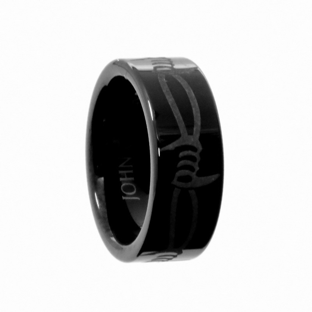 Кольцо вольфрамовое (6) черное с колючкой