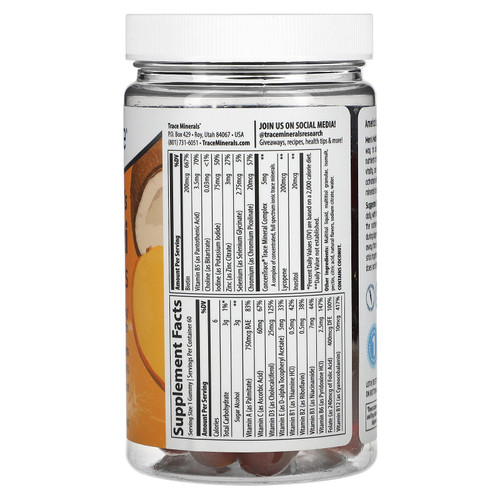 Trace, мультивитаминные жевательные таблетки для мужчин, со вкусом апельсина, манго и кокоса, 60 жевательных таблеток