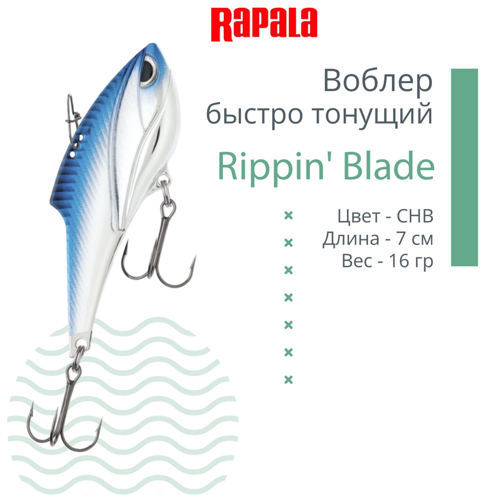 Воблер Rippin' Blade 07, GCHT, тонущий, 7см, 16гр