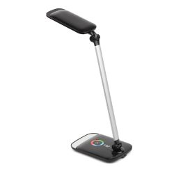 Настольный светильник ЭРА NLED-460-14W-BK-S светодиодный с ночником на основании черный с серебром