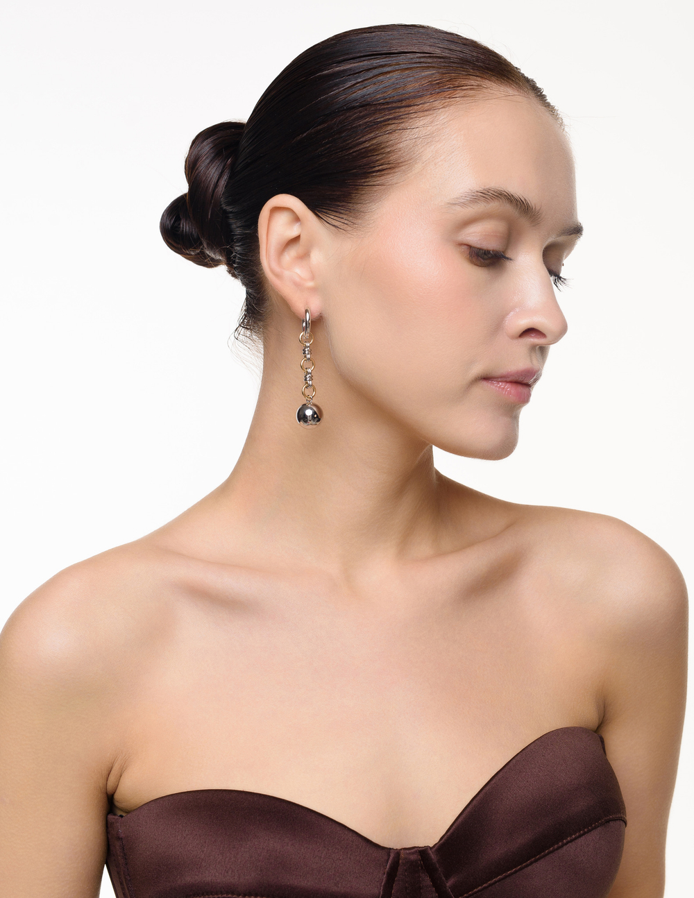 Серьги "Silver Ball" Bicolor