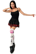 Белые гольфы с черно-розовым принтом (Цвет: белый)