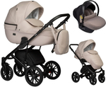 Детская коляска Indigo Mio Eco 3 в 1 с автокреслом Avionaut Cosmo Beige 02 св.бежевая кожа