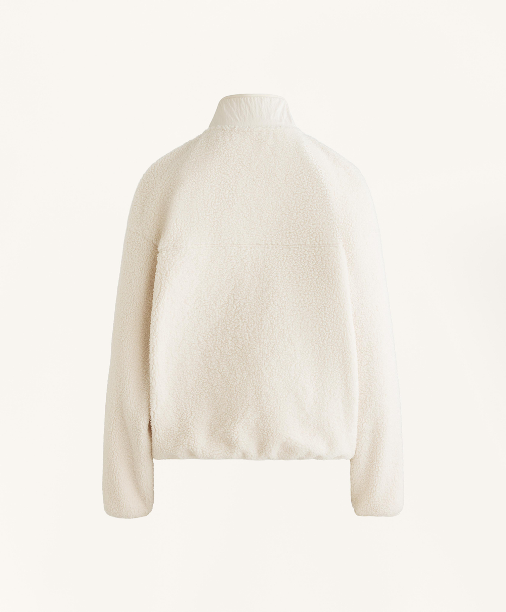 Oysho Легкая куртка-бомбер из искусственной овчины, экрю