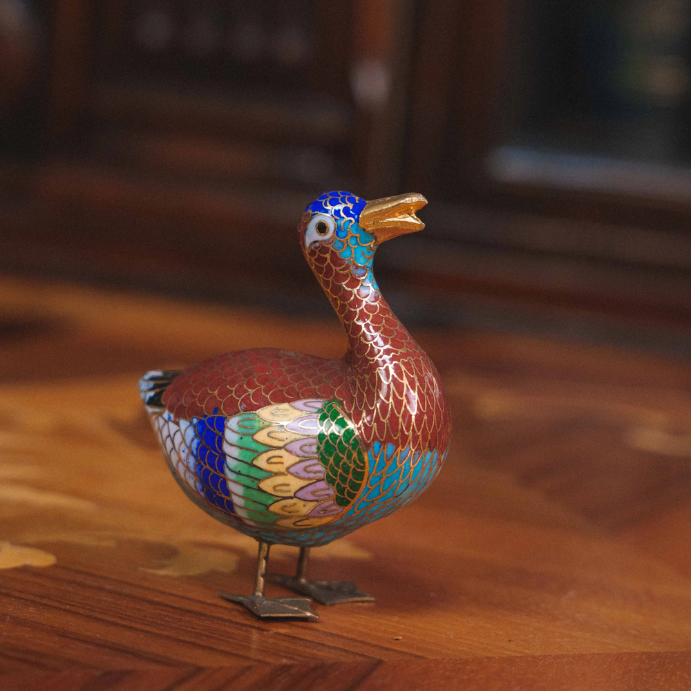 Фигурка уточки в технике клуазоне (перегородчатая эмаль)