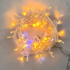 Светодиодная гирлянда с белым бликующим диодом 10 м, 220-230V., 100 желтых LED ламп, прозрачный ПВХ, LTC (PST100BLW-10-2Y)